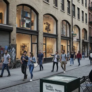 SoHo art galleries featuring diverse displays under natural lighting create an inviting urban art scene.