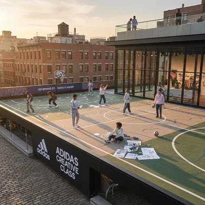 Adidas SS26 Creative Class unveiled at 135 Spring St. flagship, a cultural hub for sports and style.
