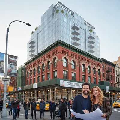 Architectural photography of the Grand Dairy Building, a historic site being redeveloped into luxury condos.