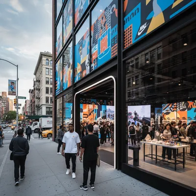 Modern SoHo retail space blending sport and culture, featuring Nike and Jordan Brand products.