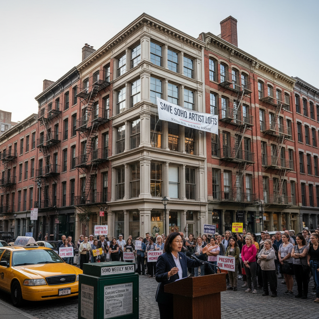 City streets and historic buildings in SoHo and NoHo, showcasing the architectural style of artist lofts.