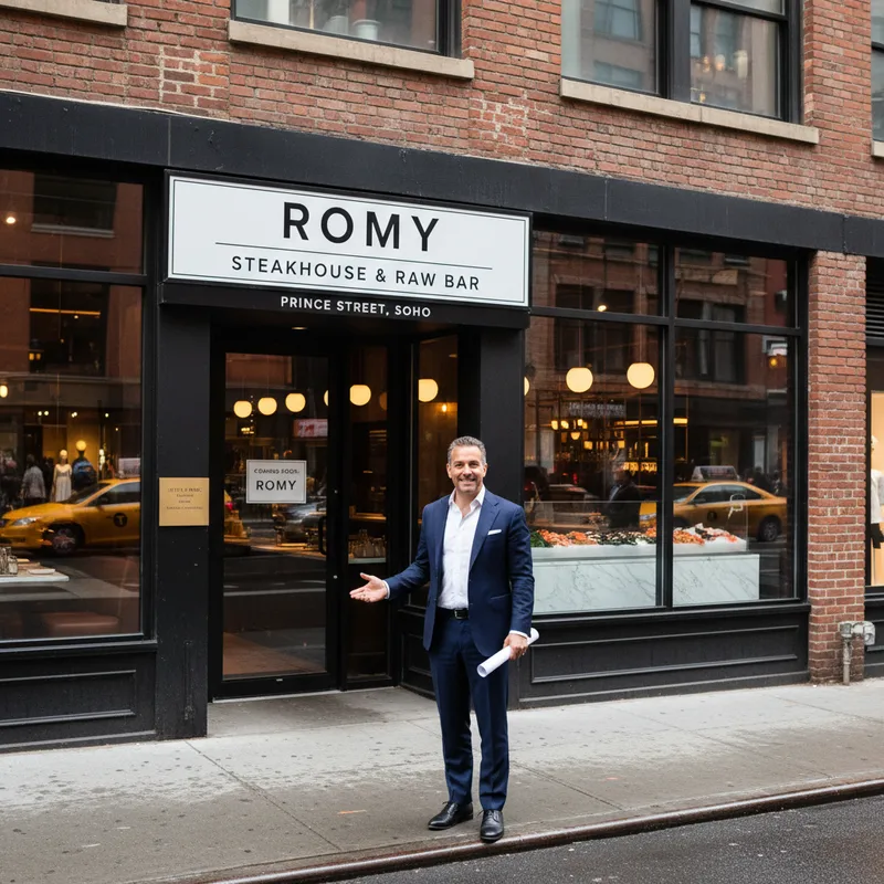 Restaurateur Cobi Levy stands in front of French-inspired Romy steakhouse in SoHo, set to replace Little Prince.