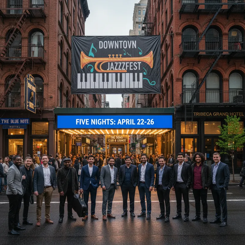 Five nights of live music scheduled for Downtown NYC JazzFest from April 22 to April 26 in SoHo and TriBeCa
