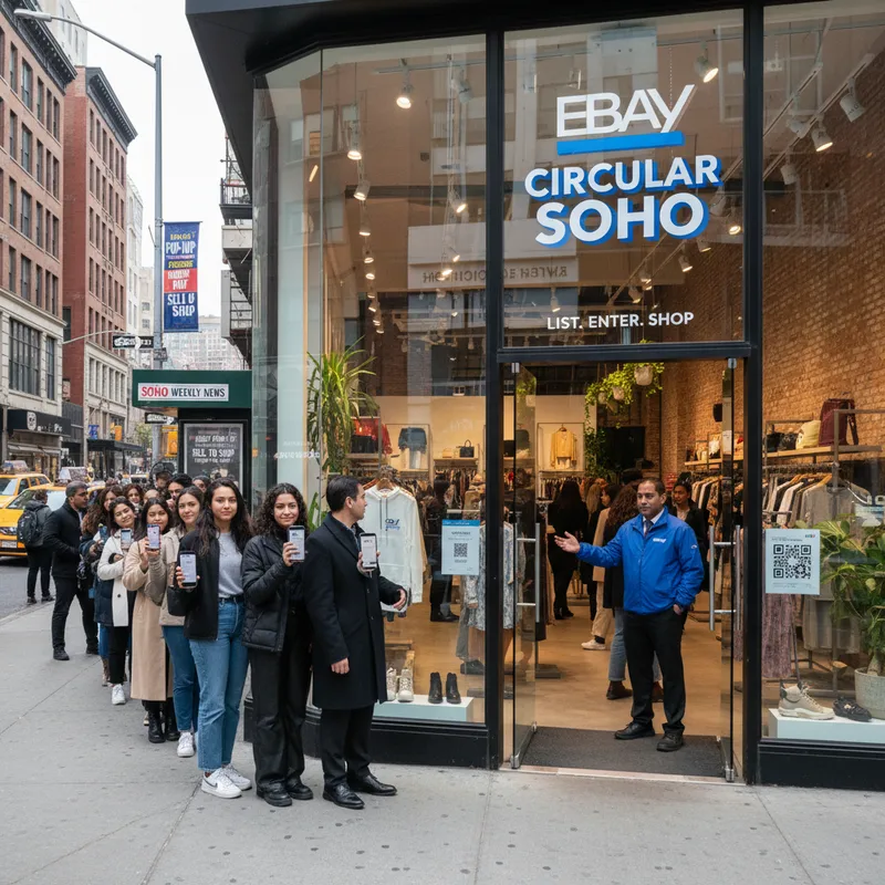 Ebay pop-up market in SoHo where customers must list an item to enter.