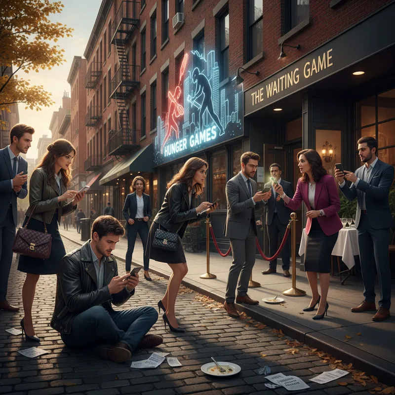 Diners anxiously wait outside a SoHo restaurant, hoping to secure a coveted reservation.
