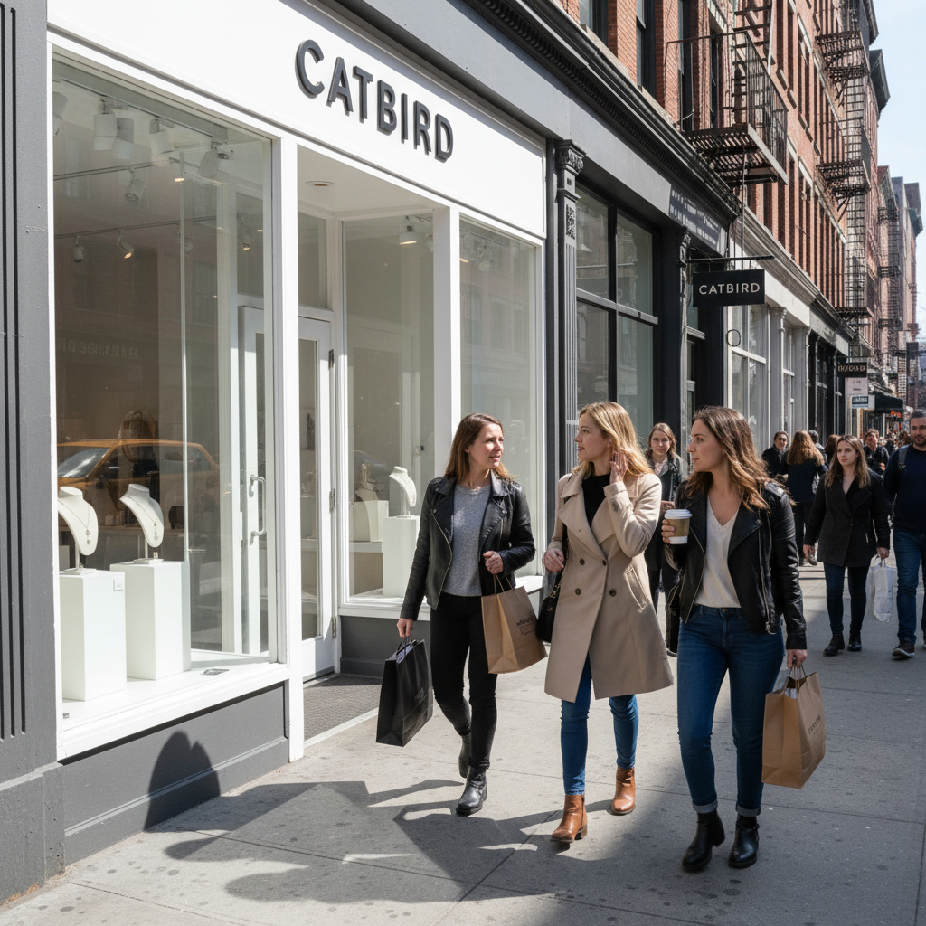 Catbird jewelry store on Centre Street in SoHo, with the storefront and street visible during the day.